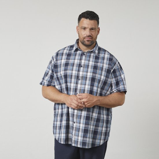 North Latitude 61115 Camicia a Quadri Vestibilità Extra Lunga Blu Marino - Camicie - Camicie Taglie Forti Uomo