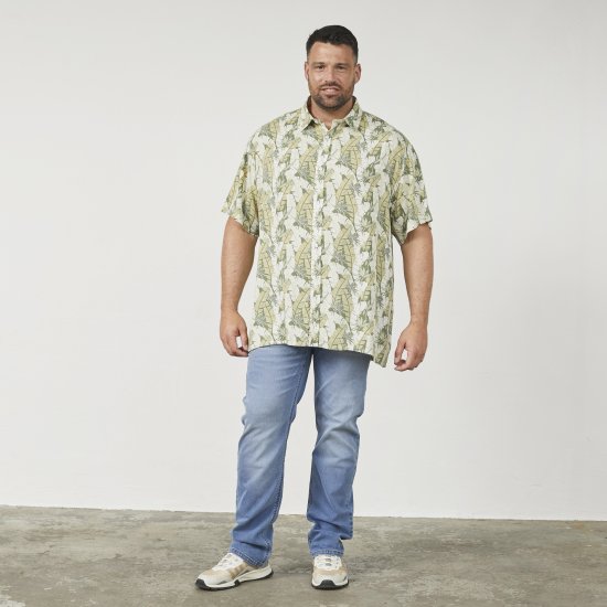 North Latitude 61310 Camicia in Viscosa con Stampa All-Over Verde Oliva - Camicie - Camicie Taglie Forti Uomo