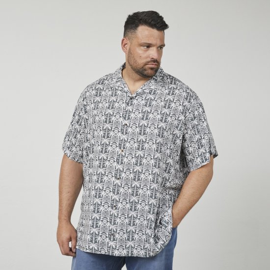 North Latitude 61313 Camicia in Viscosa con Collo Cubano Grigio - Camicie - Camicie Taglie Forti Uomo