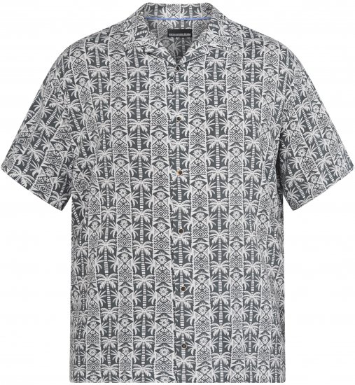 North Latitude 61313 Camicia in Viscosa con Collo Cubano Grigio - Camicie - Camicie Taglie Forti Uomo