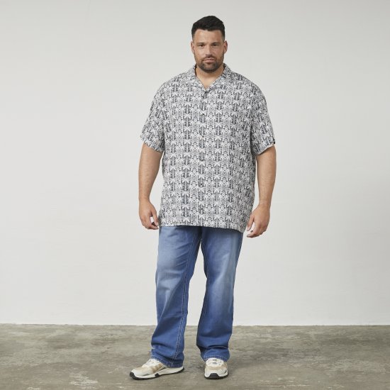 North Latitude 61313 Camicia in Viscosa con Collo Cubano Grigio - Camicie - Camicie Taglie Forti Uomo