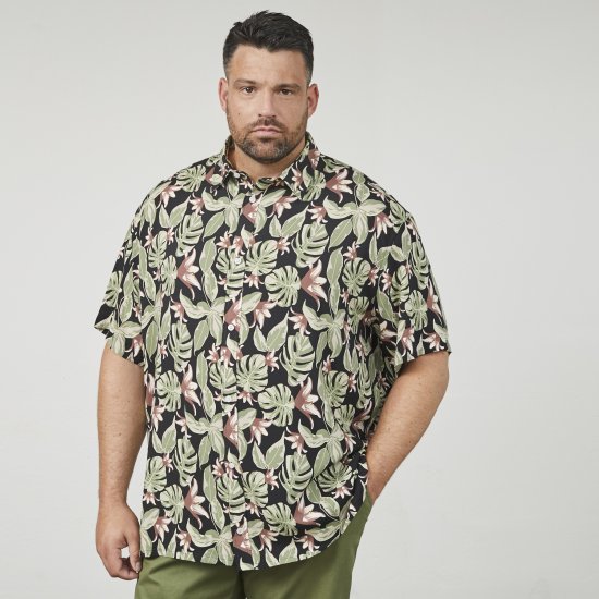 North Latitude 61357 Camicia in Viscosa con Stampa All-Over Nero - Camicie - Camicie Taglie Forti Uomo