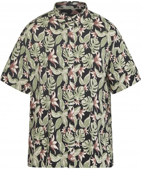 North Latitude 61357 Camicia in Viscosa con Stampa All-Over Nero - Camicie - Camicie Taglie Forti Uomo