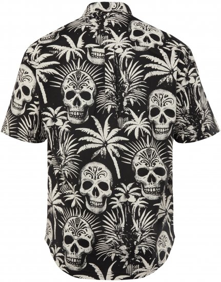 JP1880 Skull Pattern Jersey Short Sleeve Shirt Black - Camicie - Camicie Taglie Forti Uomo