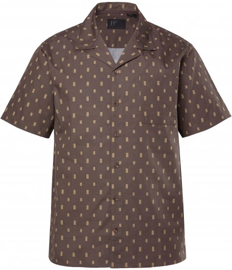JP1880 Boxy Cuba Short Sleeve Shirt Brown - Camicie - Camicie Taglie Forti Uomo