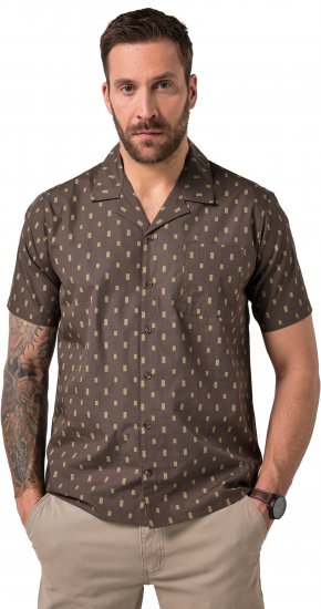 JP1880 Boxy Cuba Short Sleeve Shirt Brown - Camicie - Camicie Taglie Forti Uomo