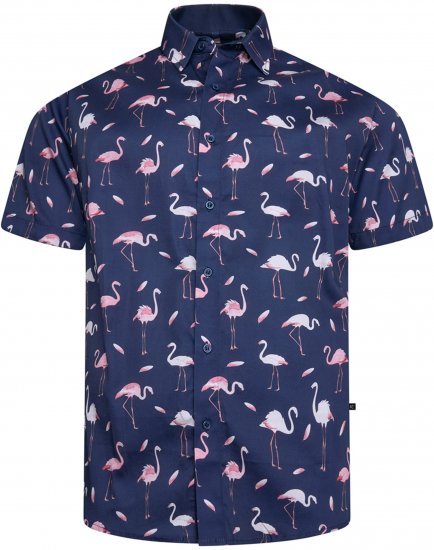 Kam Jeans 6068 Flamingo Short Sleeve Shirt Navy - Camicie - Camicie Taglie Forti Uomo