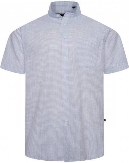 Kam Jeans 6334 Striped Grandad Short Sleeve Shirt Blue - Camicie - Camicie Taglie Forti Uomo
