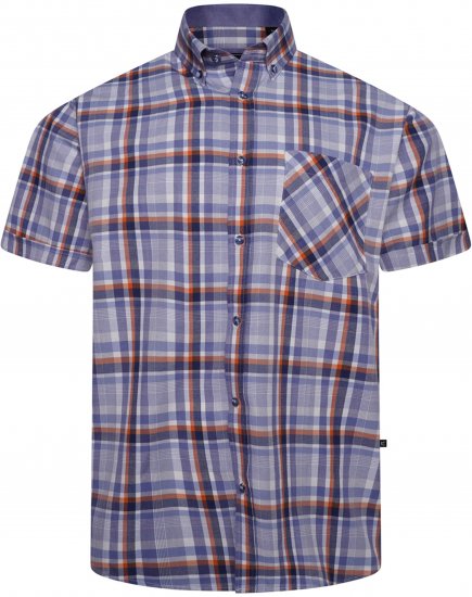 Kam Jeans 6339 Checked Short Sleeve Shirt Blue - Camicie - Camicie Taglie Forti Uomo