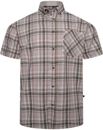 Kam Jeans 6339 Checked Short Sleeve Shirt Beige - Camicie - Camicie Taglie Forti Uomo