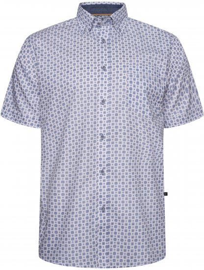 Kam Jeans 6345 Jewel Pattern Short Sleeve Shirt Blue - Camicie - Camicie Taglie Forti Uomo