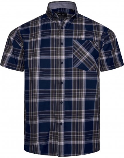 Kam jeans 6350 Casual Checked Short Sleeve Shirt Indigo - Camicie - Camicie Taglie Forti Uomo
