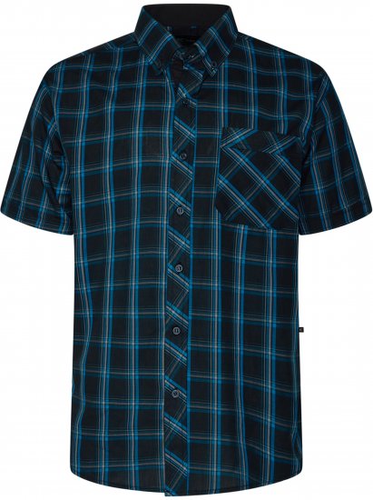 Kam Jeans 6365 Checked Short Sleeve Shirt Turquoise - Camicie - Camicie Taglie Forti Uomo