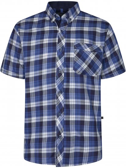 Kam Jeans 6369 Checked Short Sleeve Shirt Blue - Camicie - Camicie Taglie Forti Uomo