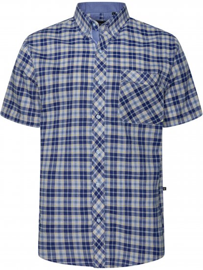 Kam Jeans 6370 Checked Short Sleeve Shirt Blue - Camicie - Camicie Taglie Forti Uomo