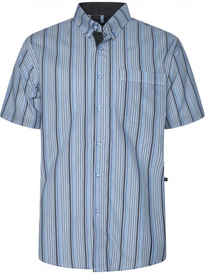 Kam Jeans 6374 Striped Short Sleeve Shirt Blue - Camicie - Camicie Taglie Forti Uomo