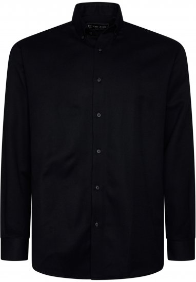 Kam Jeans 6357 Dobby Weave Shirt Black - Camicie - Camicie Taglie Forti Uomo