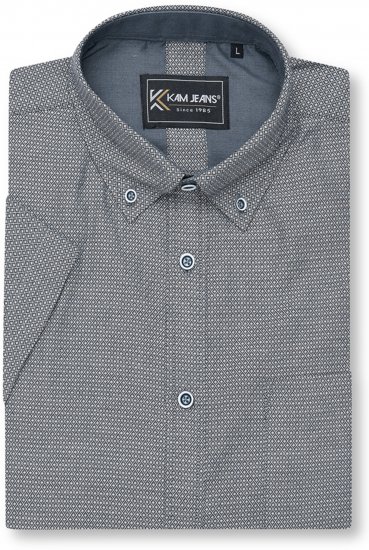Kam Jeans 6359 All Over Geo Print Shirt Charcoal - Camicie - Camicie Taglie Forti Uomo