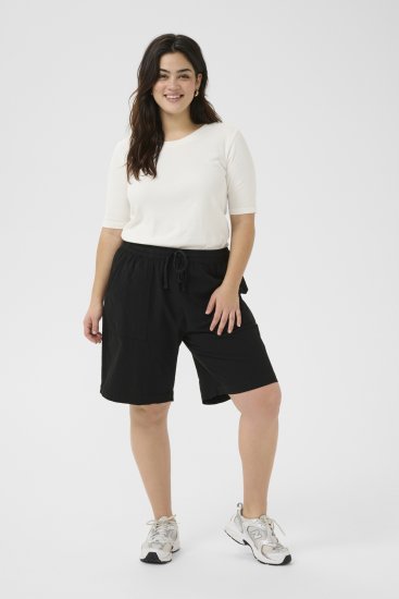 Kaffe Curve Nana Liah Pantaloncini Nero - Jeans & Pantaloni Donna Taglie Comode – Plus Size - 