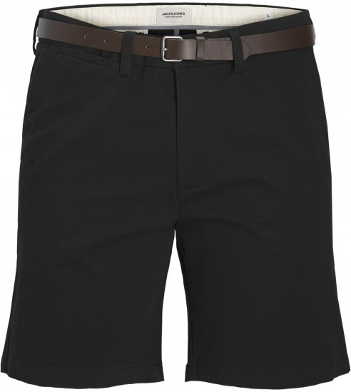 Jack & Jones Stadam Belted Chino Shorts Black - Shorts - Pantaloncini Uomo Taglie Forti