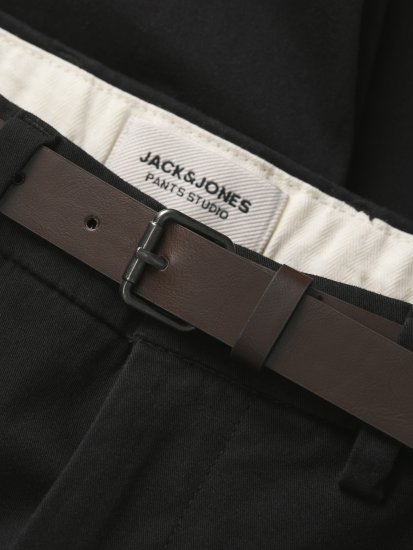 Jack & Jones Stadam Belted Chino Shorts Black - Shorts - Pantaloncini Uomo Taglie Forti