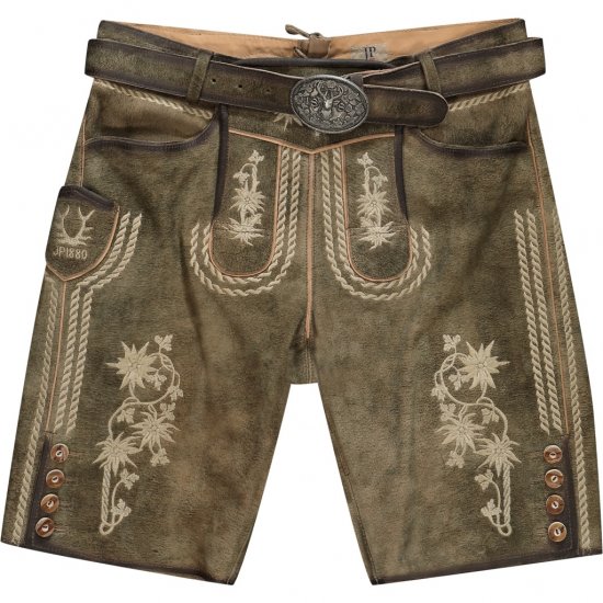 JP1880 Shorts Goat Suede with Belt Buckle Traditional Moss Green - Abbigliamento da festa - Abbigliamento da festa – Per festeggiare con stile e comodità