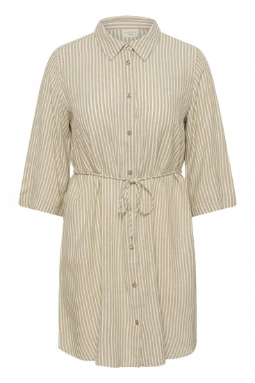 Kaffe Curve Milla Short Shirt Dress Chinchilla/Chalk Stripe - Vestiti mini - 