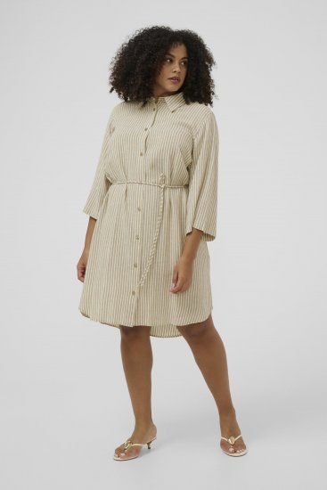 Kaffe Curve Milla Short Shirt Dress Chinchilla/Chalk Stripe - Vestiti mini - 