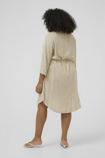 Kaffe Curve Milla Short Shirt Dress Chinchilla/Chalk Stripe - Vestiti mini - 