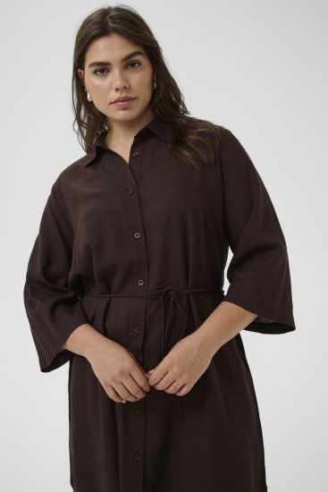 Kaffe Curve Mille Short Shirt Dress Black Coffee Brown - Vestiti mini - 