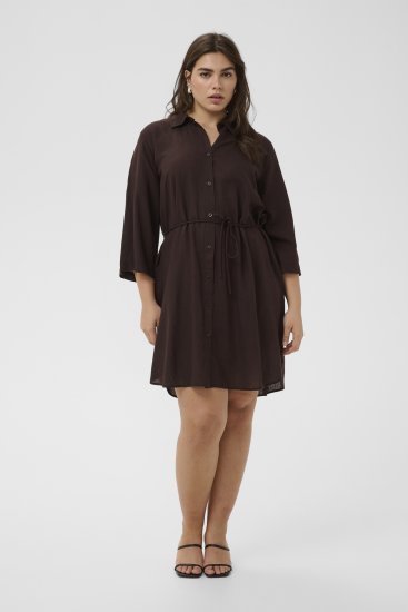 Kaffe Curve Mille Short Shirt Dress Black Coffee Brown - Vestiti mini - 
