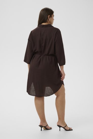 Kaffe Curve Mille Short Shirt Dress Black Coffee Brown - Vestiti mini - 