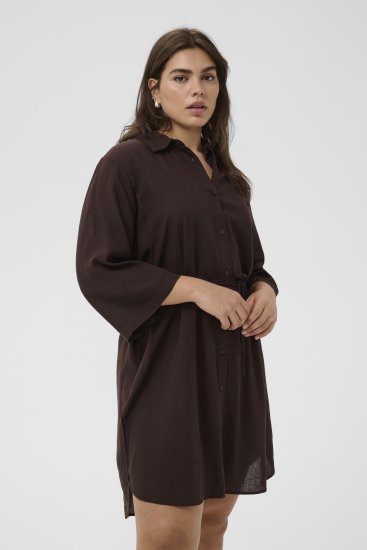 Kaffe Curve Mille Short Shirt Dress Black Coffee Brown - Vestiti mini - 