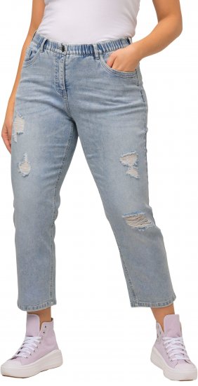 Ulla Popken Stonewashed Distressed Boyfriend Jeans Light Blue - Jeans & Pantaloni Donna Taglie Comode – Plus Size - Jeans e Pantaloni Donna, EU 42-70