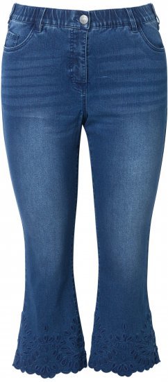 Ulla Popken Cropped Flared Eyelet Jeans Denim Blue - Jeans & Pantaloni Donna Taglie Comode – Plus Size - Jeans e Pantaloni Donna, EU 42-70