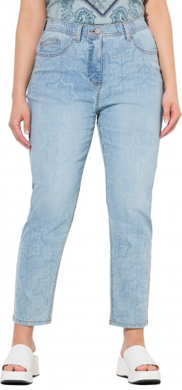 Ulla Popken Tile Laser Print Stretch Fit Jeans Light Light Blue Denim - Jeans & Pantaloni Donna Taglie Comode – Plus Size - 