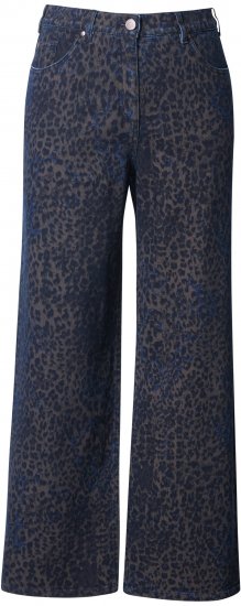 Ulla Popken Leopard Print Stretch Fit Jeans Ink Blue - Jeans & Pantaloni Donna Taglie Comode – Plus Size - 