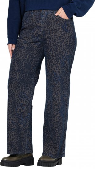 Ulla Popken Leopard Print Stretch Fit Jeans Ink Blue - Jeans & Pantaloni Donna Taglie Comode – Plus Size - 