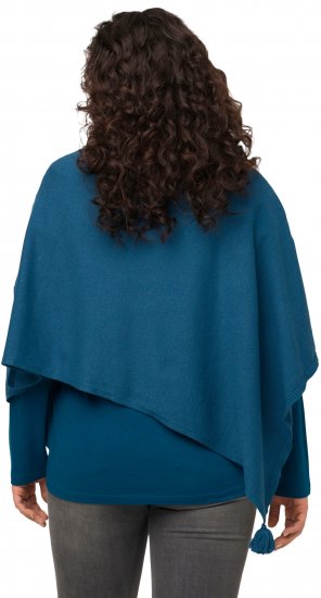 Ulla Popken Knit Pointed Hem Poncho Cerulean - Felpe & felpe con cappuccio - 