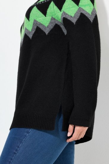 Ulla Popken Neon Alpine Pattern Long Sleeve Turtleneck Sweater Apple Green - Felpe & felpe con cappuccio - Felpe, Hoodie e Maglieria Calda