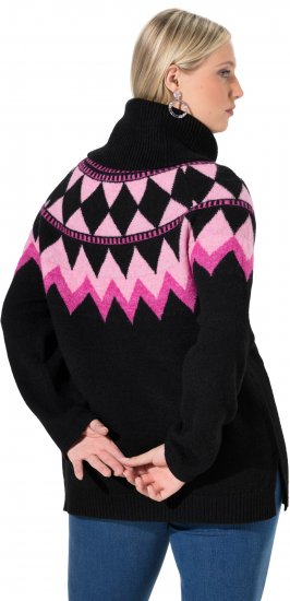 Ulla Popken Neon Alpine Pattern Long Sleeve Turtleneck Sweater Light Pink - Felpe & felpe con cappuccio - 