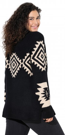 Ulla Popken Aztec Pattern Turtleneck Sweater Black - Felpe & felpe con cappuccio - Felpe, Hoodie e Maglieria Calda
