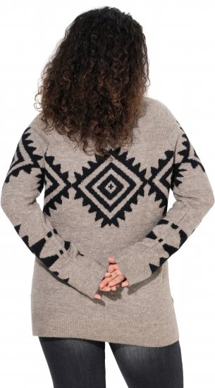 Ulla Popken Aztec Pattern Turtleneck Sweater Pebble Grey - Felpe & felpe con cappuccio - 