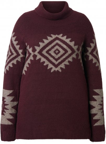 Ulla Popken Aztec Pattern Turtleneck Sweater Plum - Felpe & felpe con cappuccio - 