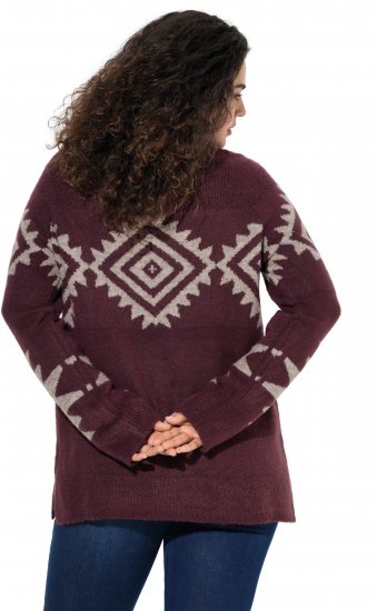 Ulla Popken Aztec Pattern Turtleneck Sweater Plum - Felpe & felpe con cappuccio - 