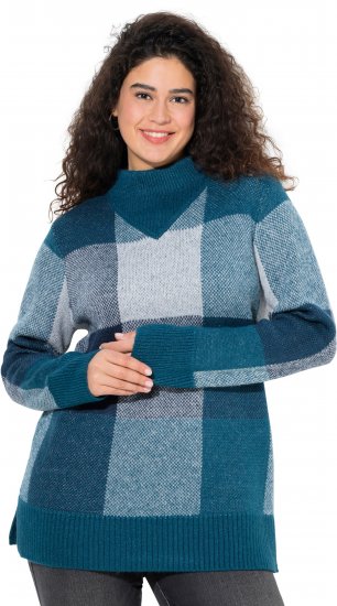 Ulla Popken Grand Check Long Sleeve Sweater Teal - Felpe & felpe con cappuccio - 