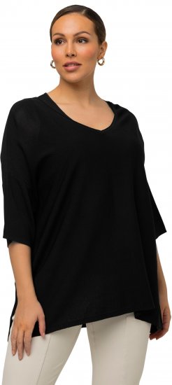 Ulla Popken Oversized 3/4 Sleeve V-Neck Sweater Black - Felpe & felpe con cappuccio - 