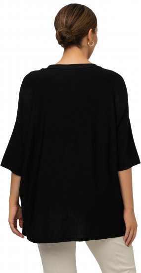 Ulla Popken Oversized 3/4 Sleeve V-Neck Sweater Black - Felpe & felpe con cappuccio - 