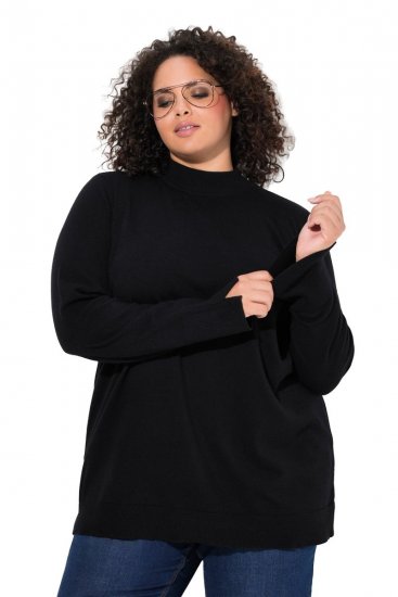 Ulla Popken Long Sleeves Mock Turtleneck Sweater Black - Ulla Popken - Abbigliamento Taglie Forti Ulla Popken