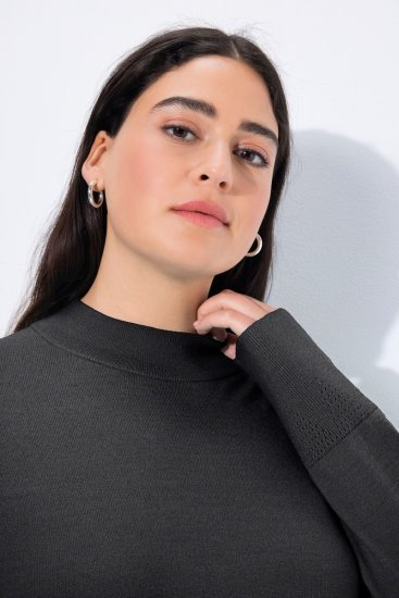 Ulla Popken Long Sleeves Mock Turtleneck Sweater Charcoal Grey Melange - Felpe & felpe con cappuccio - Felpe, Hoodie e Maglieria Calda